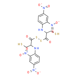 ChemSpider 2D Image | Bis{1-[(2,4-dinitrophenyl)amino]-2-sulfanylethyl}dithioperoxyanhydride | C18H16N6O10S4