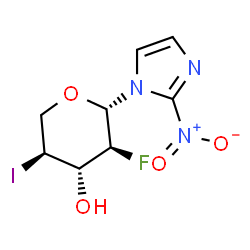 ChemSpider 2D Image | 1-(2-Fluoro-4-iodo-2,4-dideoxy-beta-L-xylopyranosyl)-2-nitroimidazole | C8H9FIN3O4