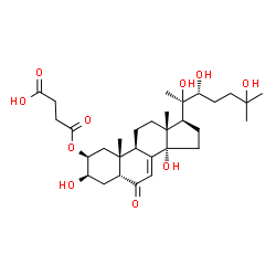 ChemSpider 2D Image | (2Î²,3Î²,5Î²,22R)-2-(3-Carboxy-1-oxopropoxy)-3,14,20,22,25-pentahydroxycholest-7-en-6-one | C31H48O10