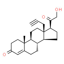 ChemSpider 2D Image | 18-Norpregn-4-ene-3,20-dione, 21-hydroxy-13-(2-propynyl)- | C23H30O3