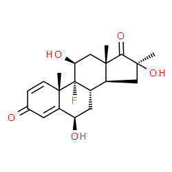 ChemSpider 2D Image | 9-Fluoro-16alpha-methyl-6beta,11beta,16beta-trihydroxy-1,4-androstadiene-3,17-dione | C20H25FO5