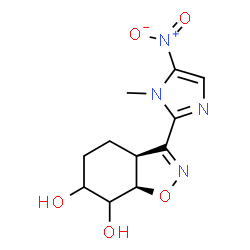 ChemSpider 2D Image | cis-3a,4,5,6,7,7a-Hexahydro-3-(1-methyl-5-nitro-1H-imidazol-2-yl)-1,2-benzisoxazole-6,7-diol | C11H14N4O5