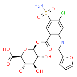 ChemSpider 2D Image | 1-O-{4-Chloro-2-[(2-furylmethyl)amino]-5-sulfamoylbenzoyl}-beta-D-glucopyranuronic acid | C18H19ClN2O11S