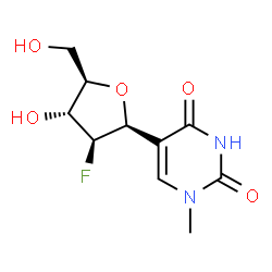 ChemSpider 2D Image | 5-(2-Deoxy-2-fluoro-beta-D-arabinofuranosyl)-1-methyluracil | C10H13FN2O5