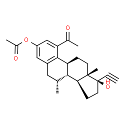 ChemSpider 2D Image | (7alpha,8xi,17alpha)-1-Acetyl-17-hydroxy-7-methyl-19-norpregna-1,3,5(10)-trien-20-yn-3-yl acetate | C25H30O4