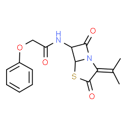 ChemSpider 2D Image | N-(2-Isopropylidene-3,7-dioxo-4-thia-1-azabicyclo[3.2.0]hept-6-yl)-2-phenoxyacetamide | C16H16N2O4S
