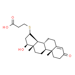 ChemSpider 2D Image | 3-{[(17beta)-17-Hydroxy-3-oxoandrost-4-en-15-yl]sulfanyl}propanoic acid | C22H32O4S