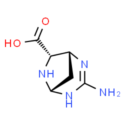 ChemSpider 2D Image | (1R,5S,7S)-3-Amino-2,4,6-triazabicyclo[3.2.1]oct-2-ene-7-carboxylic acid | C6H10N4O2