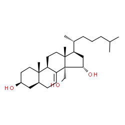 ChemSpider 2D Image | 14alpha-Hydroxymethyl-5alpha-cholest-7-ene-3beta,15alpha-diol | C28H48O3