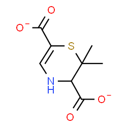 ChemSpider 2D Image | 2,2-Dimethyl-3,4-dihydro-2H-1,4-thiazine-3,6-dicarboxylate | C8H9NO4S