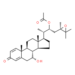 ChemSpider 2D Image | Ergosta-1,4-dien-3-one, 22-(acetyloxy)-24,25-epoxy-7-hydroxy-, (7alpha,22R)- | C30H44O5