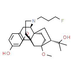 ChemSpider 2D Image | (5alpha,7alpha)-17-(3-Fluoropropyl)-7-(2-hydroxy-2-propanyl)-6-methoxy-18,19-dihydro-4,5-epoxy-6,14-ethenomorphinan-3-ol | C25H34FNO4