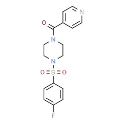 ChemSpider 2D Image | {4-[(4-Fluorophenyl)sulfonyl]-1-piperazinyl}(4-pyridinyl)methanone | C16H16FN3O3S