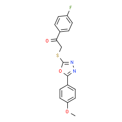 ChemSpider 2D Image | 1-(4-Fluorophenyl)-2-{[5-(4-methoxyphenyl)-1,3,4-oxadiazol-2-yl]sulfanyl}ethanone | C17H13FN2O3S