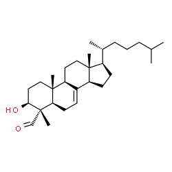 ChemSpider 2D Image | 3beta-hydroxy-4beta-methyl-5alpha-cholest-7-ene-4alpha-carbaldehyde | C29H48O2