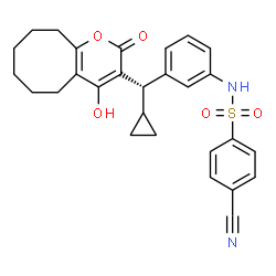 ChemSpider 2D Image | 4-CYANO-N-(3-CYCLOPROPYL(5,6,7,8,9,10-HEXAHYDRO-4-HYDROXY-2-OXO-CYCLOOCTA[B]PYRAN-3-YL)METHYL)PHENYL BENZENSULFONAMIDE | C28H28N2O5S