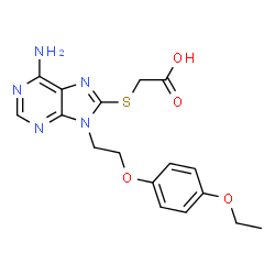 ChemSpider 2D Image | ({6-Amino-9-[2-(4-ethoxyphenoxy)ethyl]-9H-purin-8-yl}sulfanyl)acetic acid | C17H19N5O4S