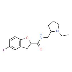 ChemSpider 2D Image | N-[(1-Ethyl-2-pyrrolidinyl)methyl]-5-iodo-2,3-dihydro-1-benzofuran-2-carboxamide | C16H21IN2O2