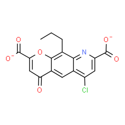 ChemSpider 2D Image | 6-Chloro-4-oxo-10-propyl-4H-pyrano[3,2-g]quinoline-2,8-dicarboxylate | C17H10ClNO6