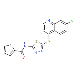 ChemSpider 2D Image | N2-{5-[(7-chloro-4-quinolyl)thio]-1,3,4-thiadiazol-2-yl}thiophene-2-carboxamide | C16H9ClN4OS3