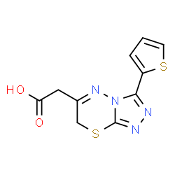 ChemSpider 2D Image | [3-(2-Thienyl)-7H-[1,2,4]triazolo[3,4-b][1,3,4]thiadiazin-6-yl]acetic acid | C10H8N4O2S2