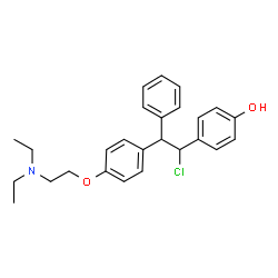 ChemSpider 2D Image | 4-(1-Chloro-2-{4-[2-(diethylamino)ethoxy]phenyl}-2-phenylethyl)phenol | C26H30ClNO2