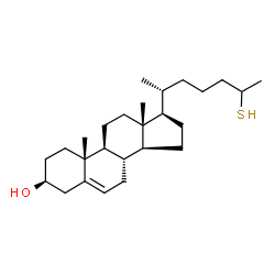 ChemSpider 2D Image | (3S,8S,9S,10R,13R,14S,17R)-10,13-Dimethyl-17-[(2R)-6-sulfanyl-2-heptanyl]-2,3,4,7,8,9,10,11,12,13,14,15,16,17-tetradecahydro-1H-cyclopenta[a]phenanthren-3-ol | C26H44OS