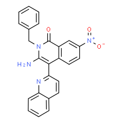 ChemSpider 2D Image | 3-Amino-2-benzyl-7-nitro-4-(2-quinolinyl)-1(2H)-isoquinolinone | C25H18N4O3