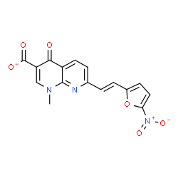 ChemSpider 2D Image | 1-Methyl-7-[(E)-2-(5-nitro-2-furyl)vinyl]-4-oxo-1,4-dihydro-1,8-naphthyridine-3-carboxylate | C16H10N3O6
