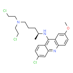 ChemSpider 2D Image | (4S)-N~1~,N~1~-Bis(2-chloroethyl)-N~4~-(6-chloro-2-methoxy-9-acridinyl)-1,4-pentanediamine | C23H28Cl3N3O