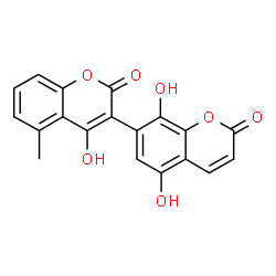 ChemSpider 2D Image | 4,5',8'-Trihydroxy-5-methyl-2H,2'H-3,7'-bichromene-2,2'-dione | C19H12O7