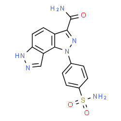 ChemSpider 2D Image | 1-(4-Sulfamoylphenyl)-1,6-dihydropyrazolo[3,4-e]indazole-3-carboxamide | C15H12N6O3S