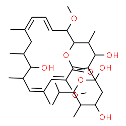 ChemSpider 2D Image | 2,4-Dideoxy-1-C-(2-hydroxy-3-(10-hydroxy-3,15-dimethoxy-7,9,11,13-tetramethyl-16-oxooxacyclohexadeca-4,6,12,14-tetraen-2-yl)-1-methylbutyl)-5-isopropyl-4-methylpentopyranose | C35H58O9