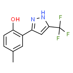 ChemSpider 2D Image | 4-Methyl-2-[5-(trifluoromethyl)-1H-pyrazol-3-yl]phenol | C11H9F3N2O