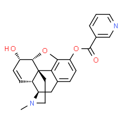 ChemSpider 2D Image | (5alpha,6alpha)-6-Hydroxy-17-methyl-7,8-didehydro-4,5-epoxymorphinan-3-yl nicotinate | C23H22N2O4