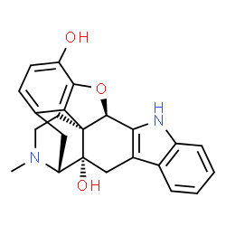 ChemSpider 2D Image | (4bS,8R,8aS,14bR)-7-methyl-5,6,7,8,14,14b-hexahydro-4,8-methano[1]benzofuro[2,3-a]pyrido[4,3-b]carbazole-1,8a(9H)-diol | C23H22N2O3