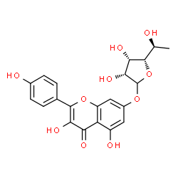 ChemSpider 2D Image | 3,5-Dihydroxy-2-(4-hydroxyphenyl)-4-oxo-4H-chromen-7-yl 6-deoxy-L-mannofuranoside | C21H20O10