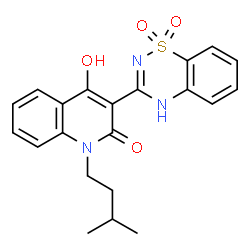 ChemSpider 2D Image | 3-(1,1-Dioxido-4H-1,2,4-benzothiadiazin-3-yl)-4-hydroxy-1-isopentylquinolin-2(1H)-one | C21H21N3O4S
