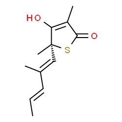 ChemSpider 2D Image | (5R)-4-HYDROXY-3,5-DIMETHYL-5-[(1E,3E)-2-METHYLPENTA-1,3-DIENYL]THIOPHEN-2(5H)-ONE | C12H16O2S