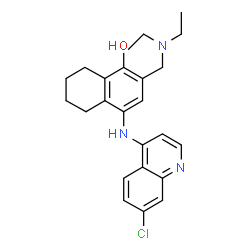 ChemSpider 2D Image | 1-Naphthol, 4-((7-chloro-4-quinolyl)amino)-2-((diethylamino)methyl)-5,6,7,8-tetrahydro- | C24H28ClN3O