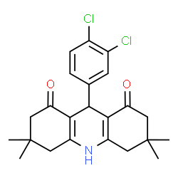 ChemSpider 2D Image | 9-(3,4-Dichlorophenyl)-3,3,6,6-tetramethyl-3,4,6,7,9,10-hexahydro-1,8(2H,5H)-acridinedione | C23H25Cl2NO2