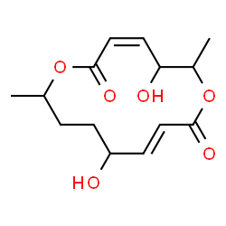 ChemSpider 2D Image | (3Z,9E)-5,11-Dihydroxy-6,14-dimethyl-1,7-dioxacyclotetradeca-3,9-diene-2,8-dione | C14H20O6