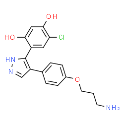 ChemSpider 2D Image | 4-{4-[4-(3-Aminopropoxy)phenyl]-1H-pyrazol-5-yl}-6-chloro-1,3-benzenediol | C18H18ClN3O3