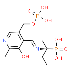 ChemSpider 2D Image | {(2R)-2-[(E)-({3-Hydroxy-2-methyl-5-[(phosphonooxy)methyl]-4-pyridinyl}methylene)amino]-2-butanyl}phosphonic acid | C12H20N2O8P2