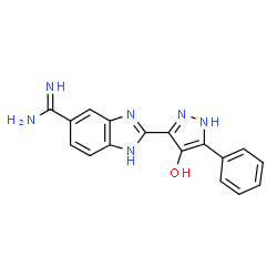 ChemSpider 2D Image | 2-(4-hydroxy-5-phenyl-1H-pyrazol-3-yl)-1H-benzoimidazole-5-carboxamidine | C17H14N6O