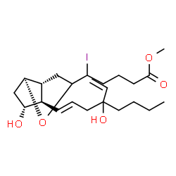 ChemSpider 2D Image | Methyl (9alpha,11alpha,13E)-11,16-dihydroxy-5-iodo-16-vinyl-6,9-epoxyprost-13-en-1-oate | C23H37IO5