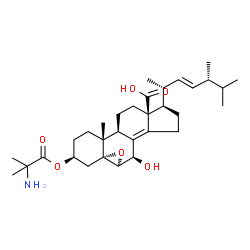 ChemSpider 2D Image | (3beta,5alpha,6alpha,7beta,22E)-7-Hydroxy-3-[(2-methylalanyl)oxy]-5,6-epoxyergosta-8(14),22-dien-18-oic acid | C32H49NO6