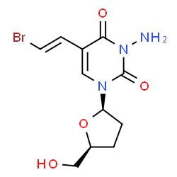 ChemSpider 2D Image | 3-Amino-5-[(E)-2-bromovinyl]-1-[(2R,5S)-5-(hydroxymethyl)tetrahydro-2-furanyl]-2,4(1H,3H)-pyrimidinedione | C11H14BrN3O4