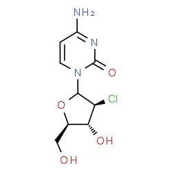 ChemSpider 2D Image | 4-Amino-1-(2-chloro-2-deoxy-D-arabinofuranosyl)-2(1H)-pyrimidinone | C9H12ClN3O4