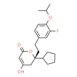 ChemSpider 2D Image | (6S)-6-Cyclopentyl-6-[2-(3-fluoro-4-isopropoxyphenyl)ethyl]-4-hydroxy-5,6-dihydro-2H-pyran-2-one | C21H27FO4